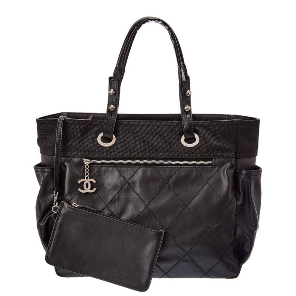 Chanel Black Quilted Leather Paris Biarritz Tote B (Authentic Pre-Loved)